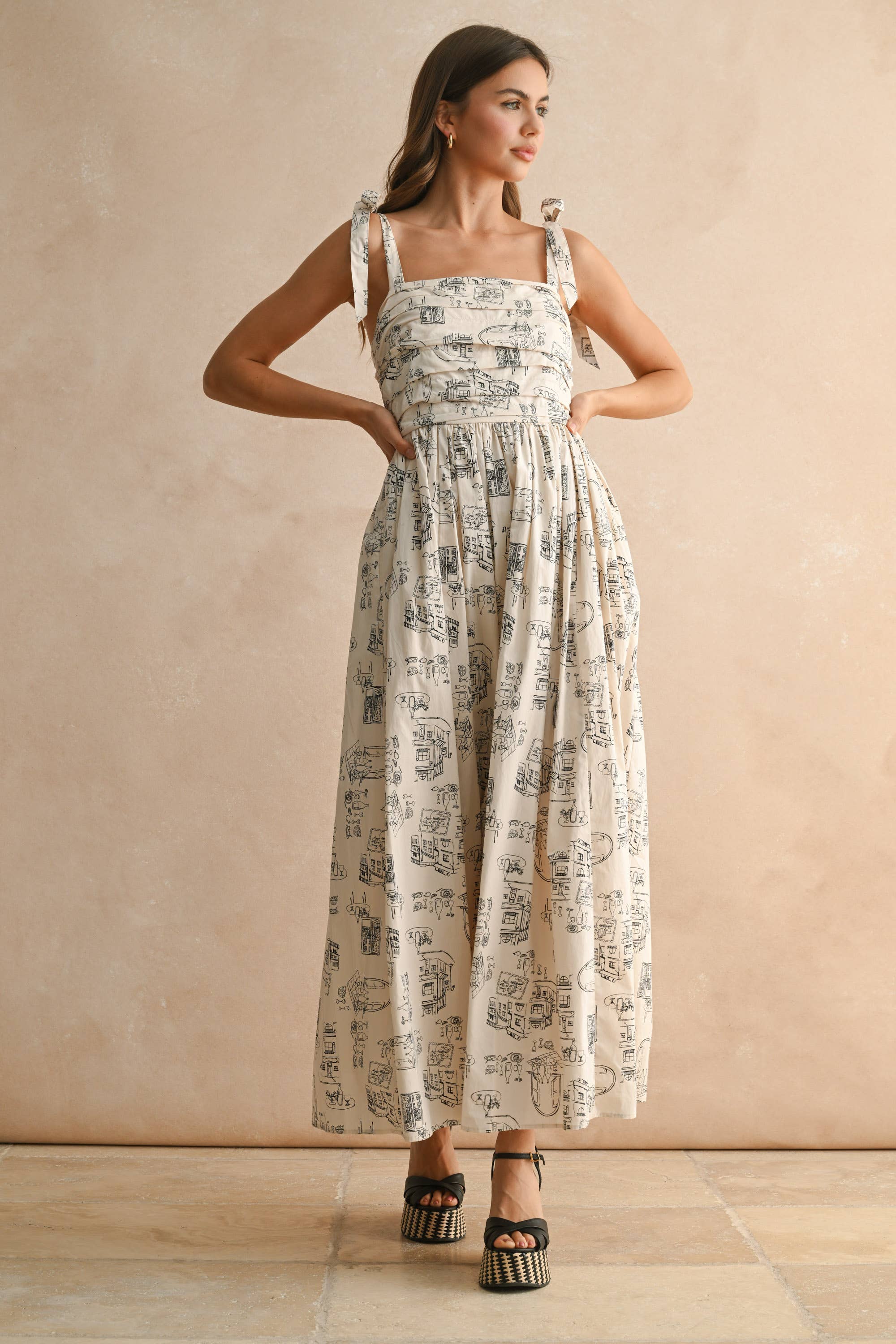 Town Print Maxi Dress