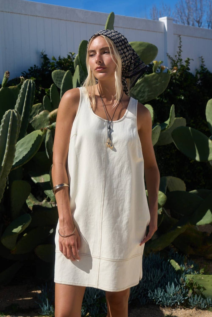 Ecru Sleeveless Mini Dress