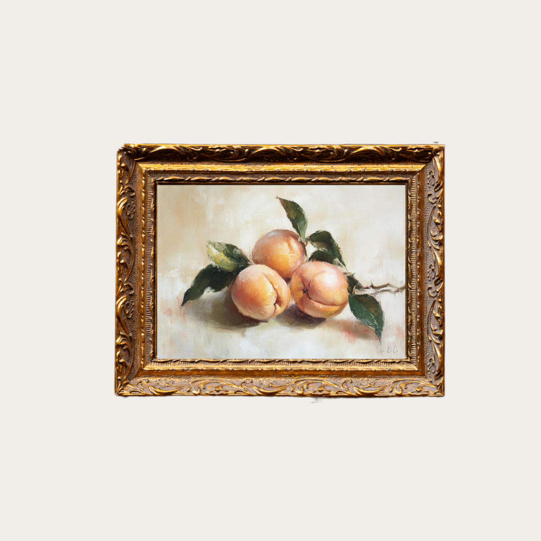 Watercolor Peach French Brass Gold Mould Framed Art