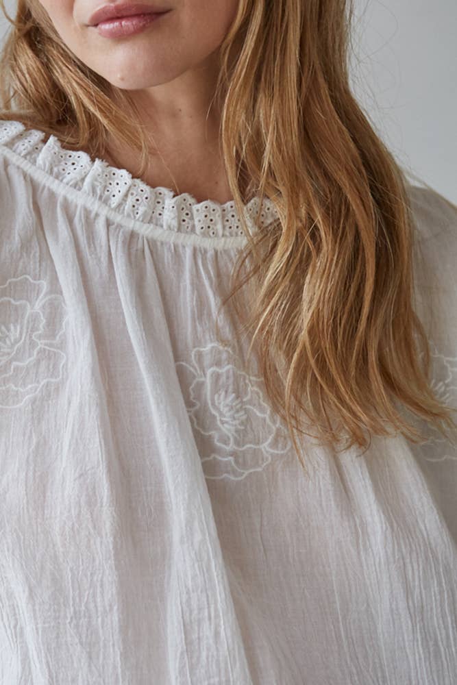 Embroidered Long Sleeve Blouse