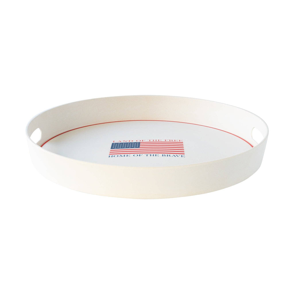 Land of the Free Reusable Bamboo Round Serving Tray