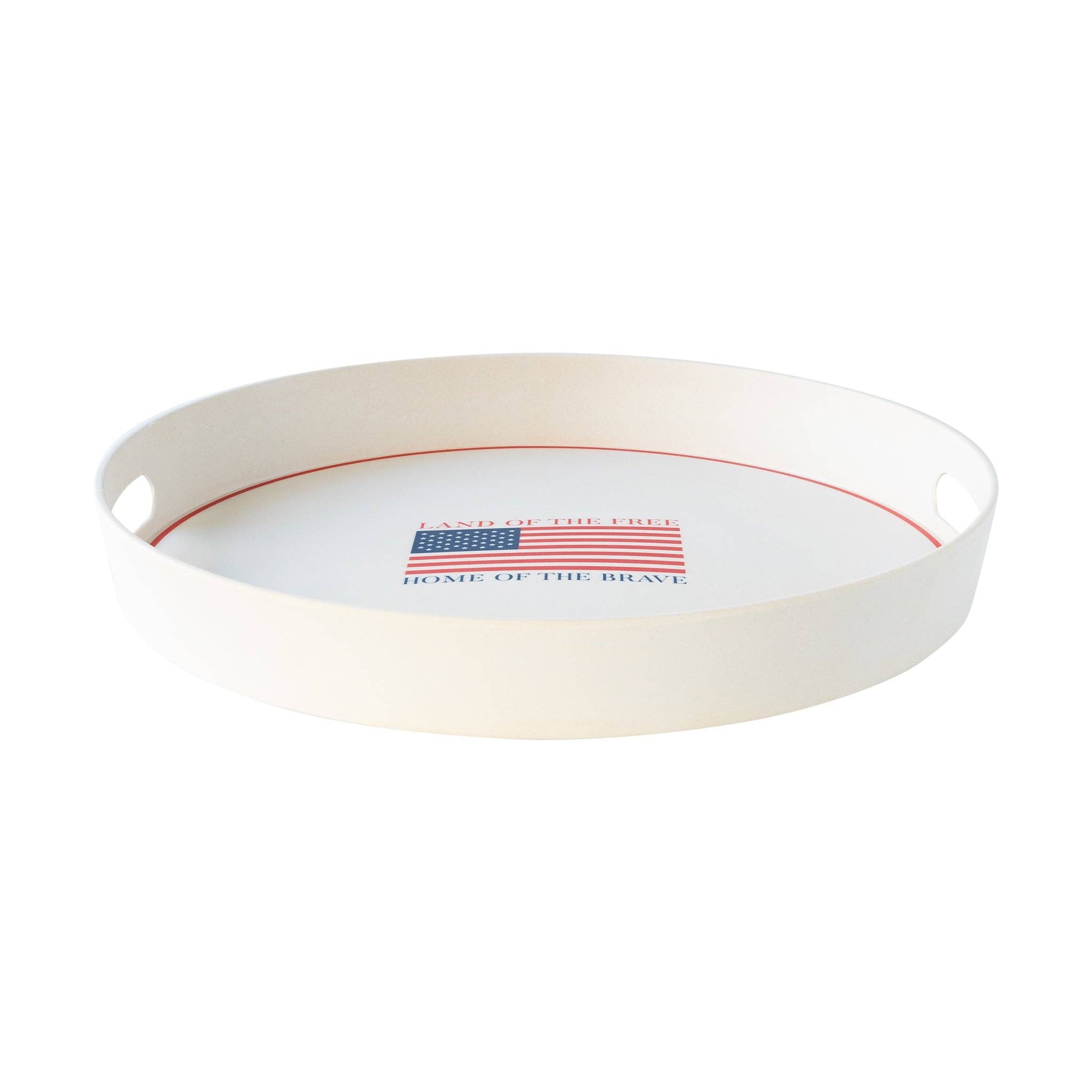Land of the Free Reusable Bamboo Round Serving Tray