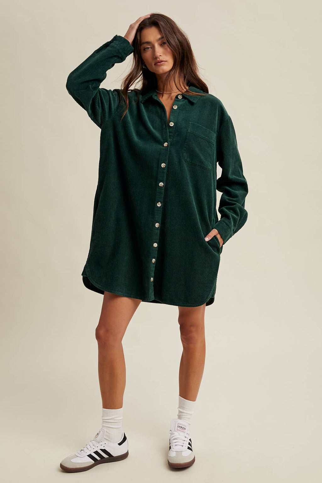 Corduroy Mini Shirt Dress