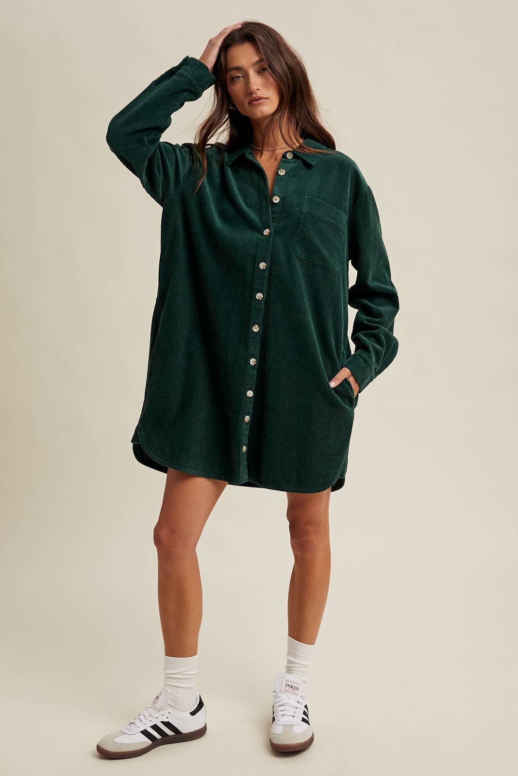 Corduroy Mini Shirt Dress