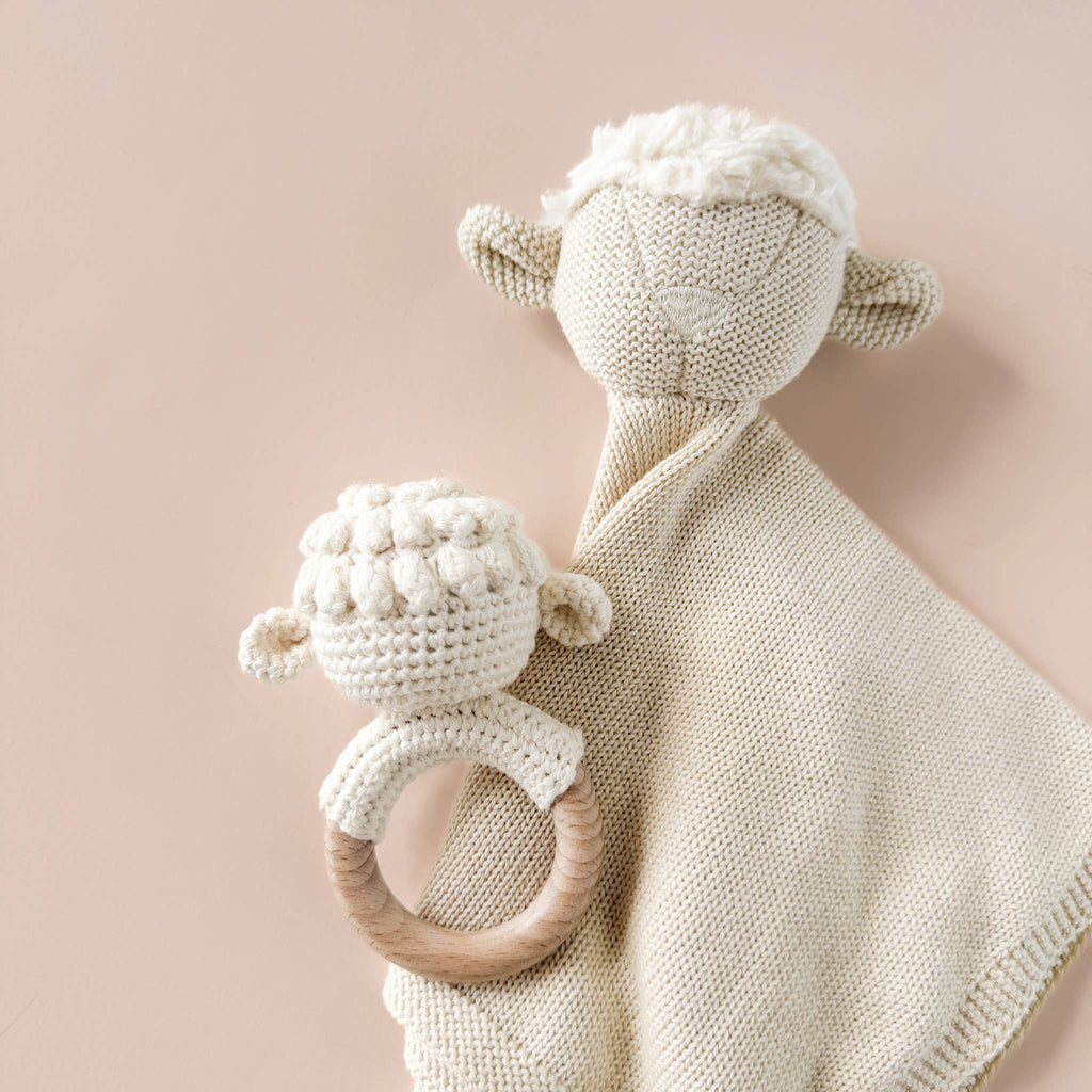 Cream Lamb Teether Rattle