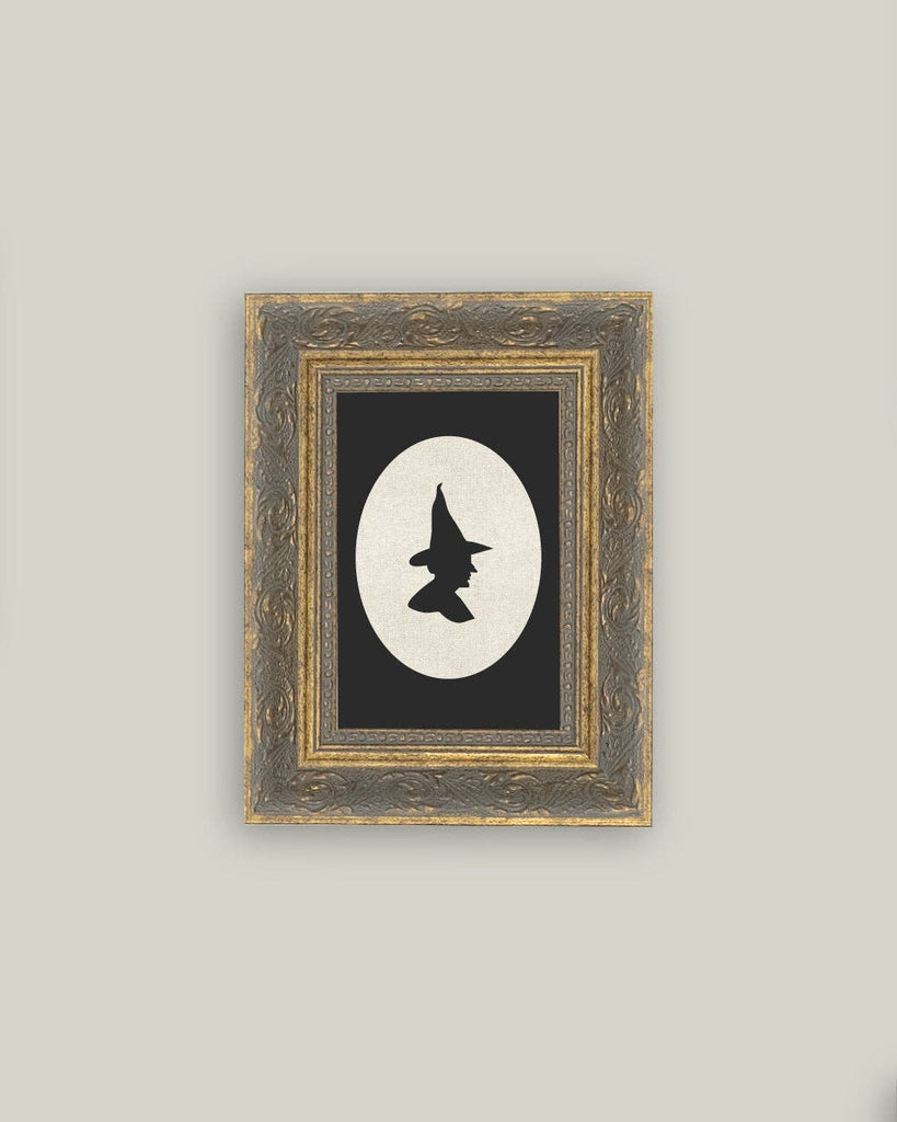 Witch Silhouette Framed Antique Art