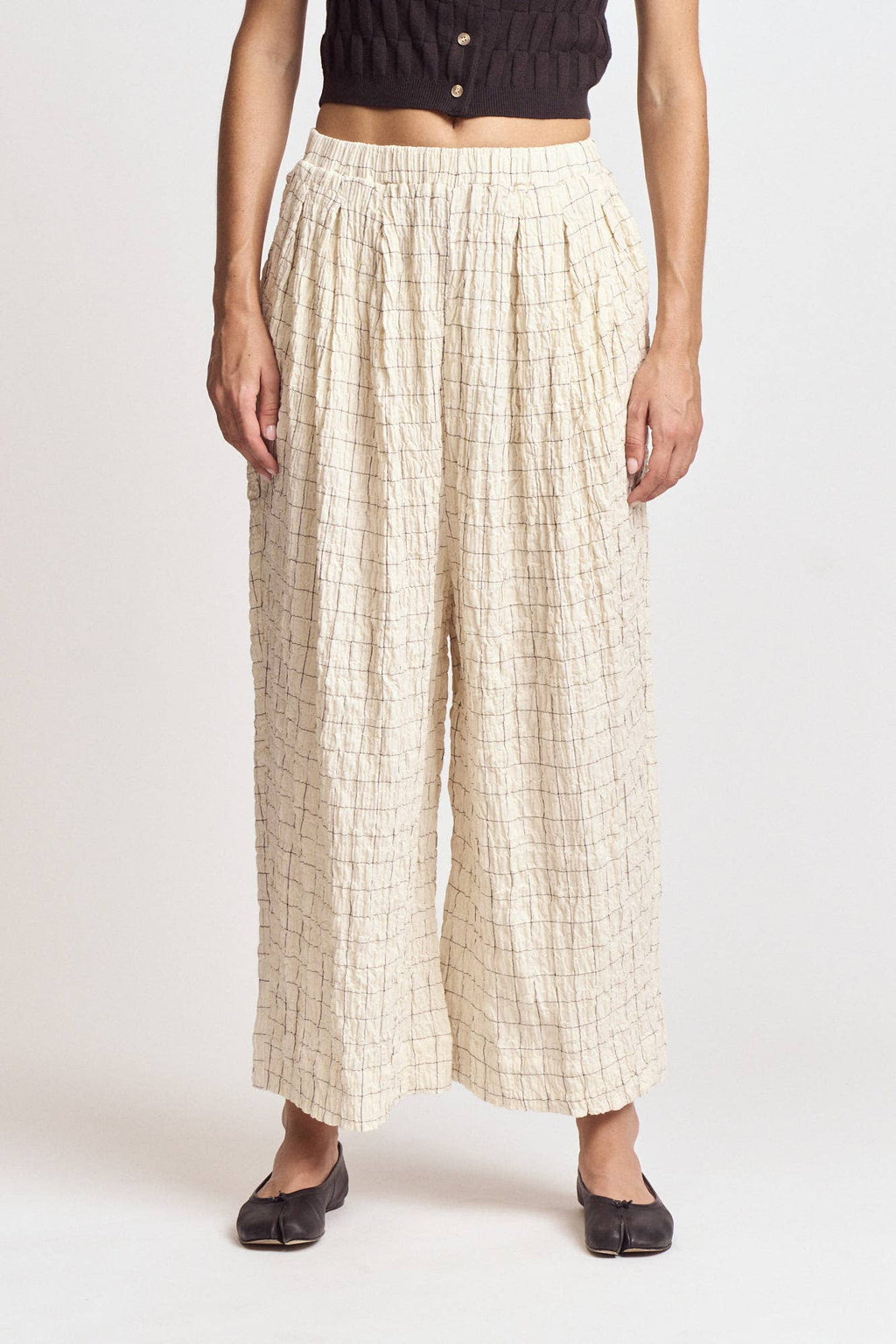 Check Print Gauze Pants