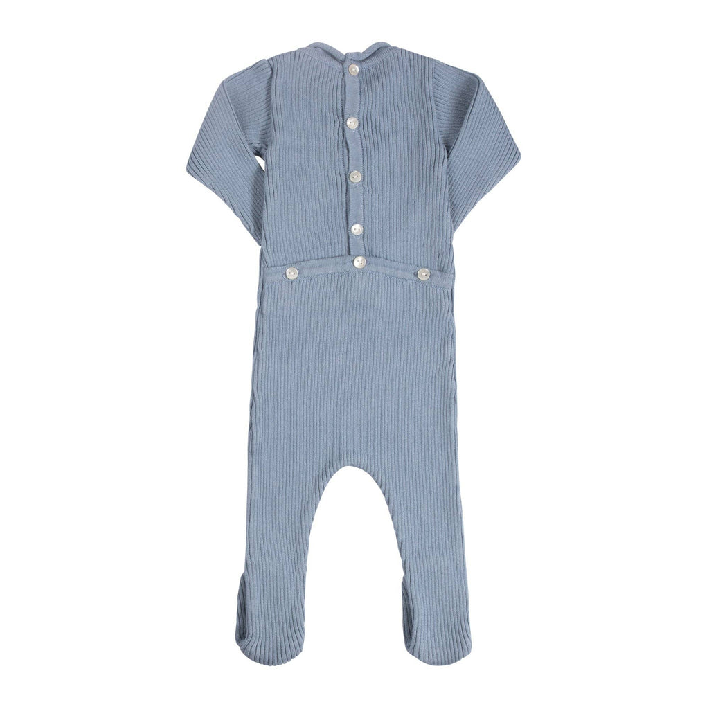 Rolled Collar Ribbed Knit Romper with Hat