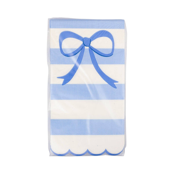 Blue Stripe Bow Scallop Guest Napkin