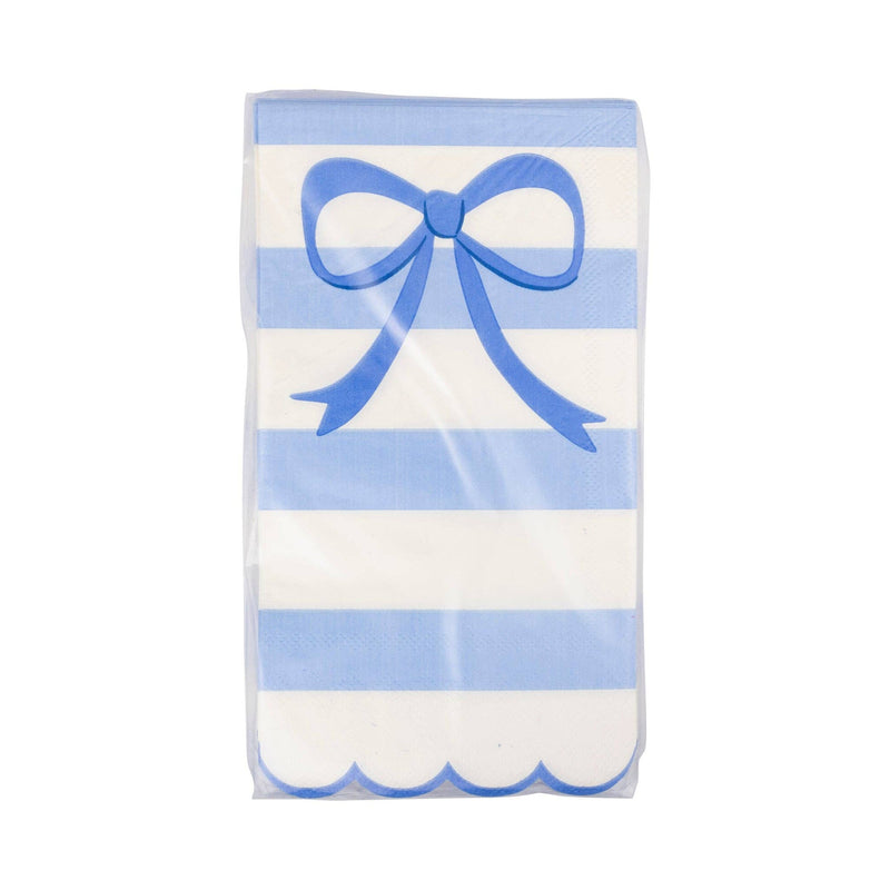 Blue Stripe Bow Scallop Guest Napkin