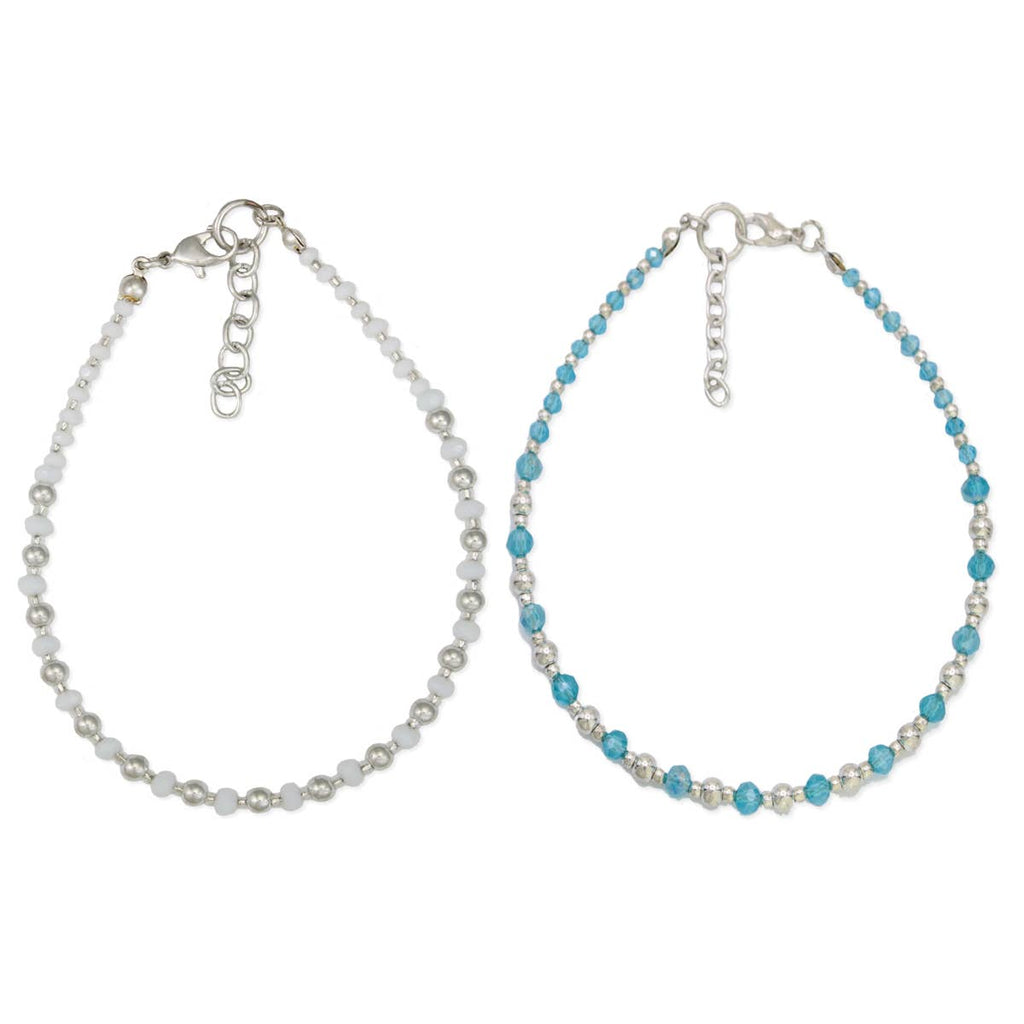 Silver Bead Color Bead Strand Anklet