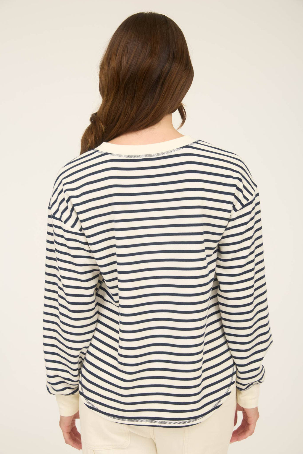 Stripe Henley Button Knit Top