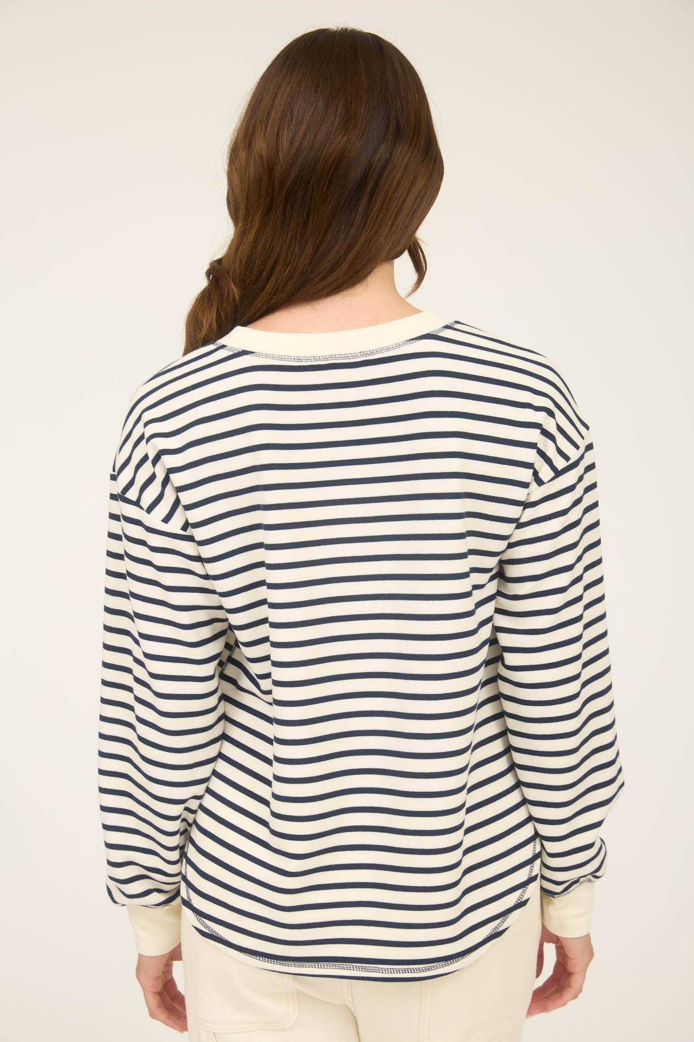 Stripe Henley Button Knit Top