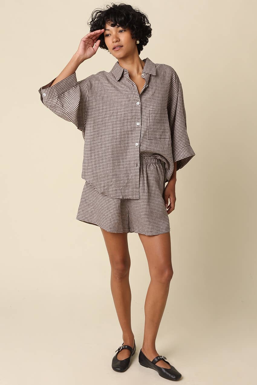 Gabi Gingham Linen Shorts