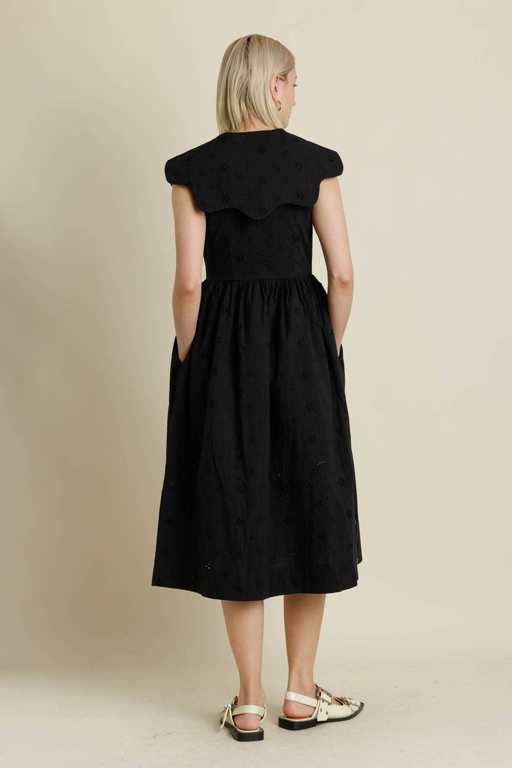 Scallop Collar Midi Dress