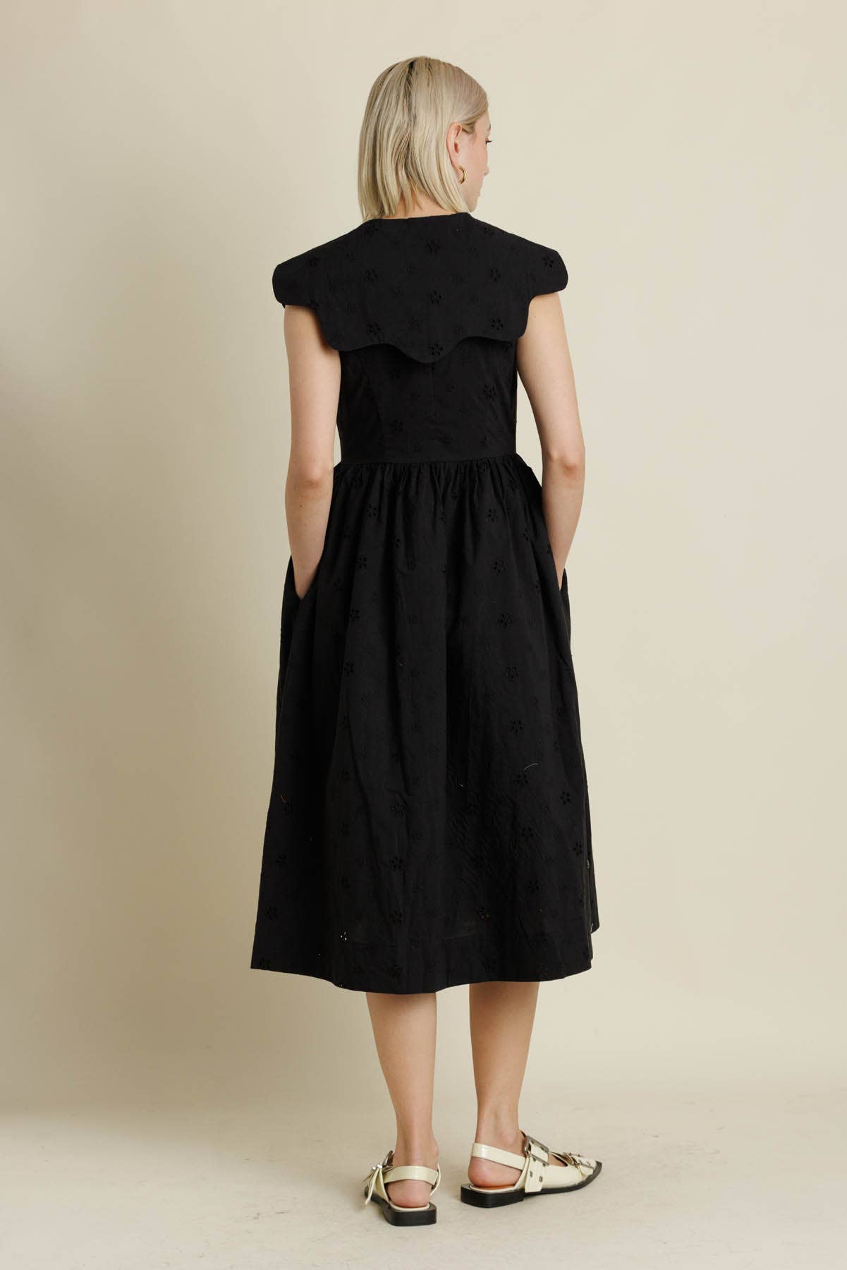 Scallop Collar Midi Dress