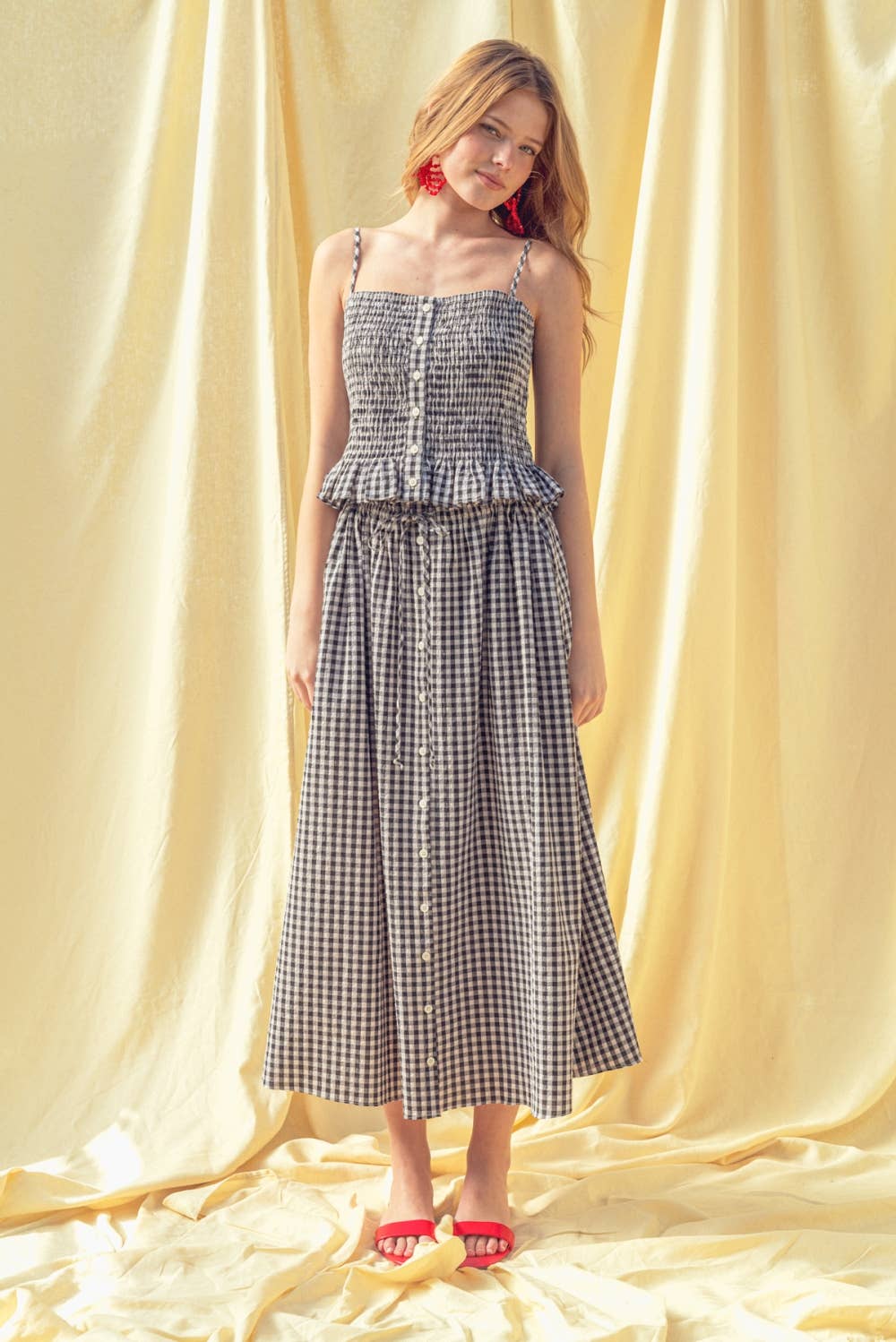 Gingham Smocking Tank Top