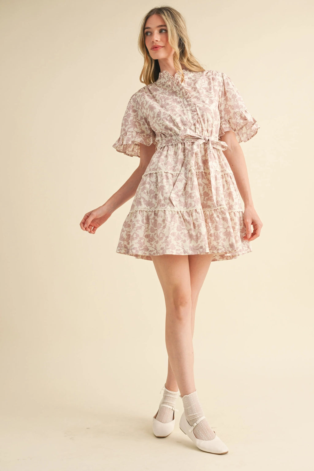 Ruffled Floral Mini Dress