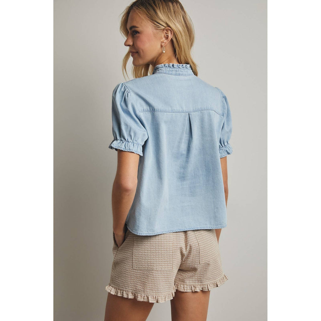 Puff Sleeve Denim Shirt