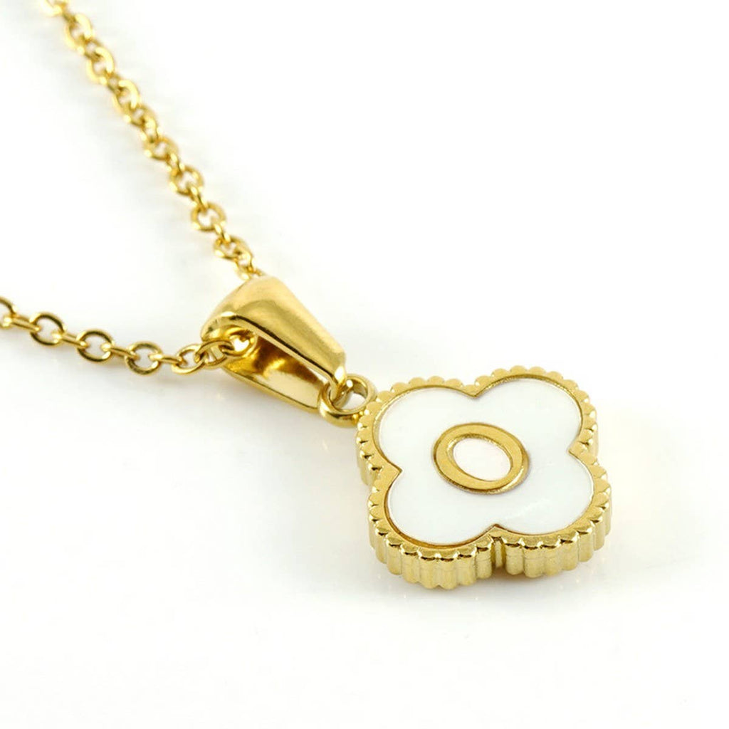 Four Leaf Clover Initial Necklaces