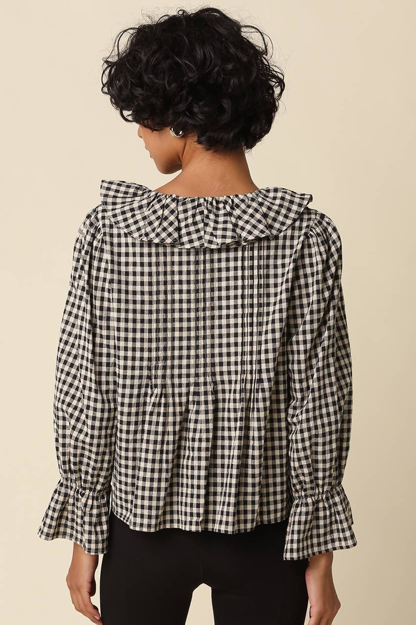 Hazel Gingham Ruffle Blouse