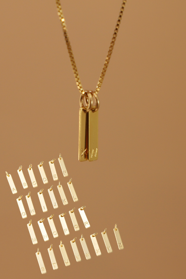 Stamped Initial Charm Necklace