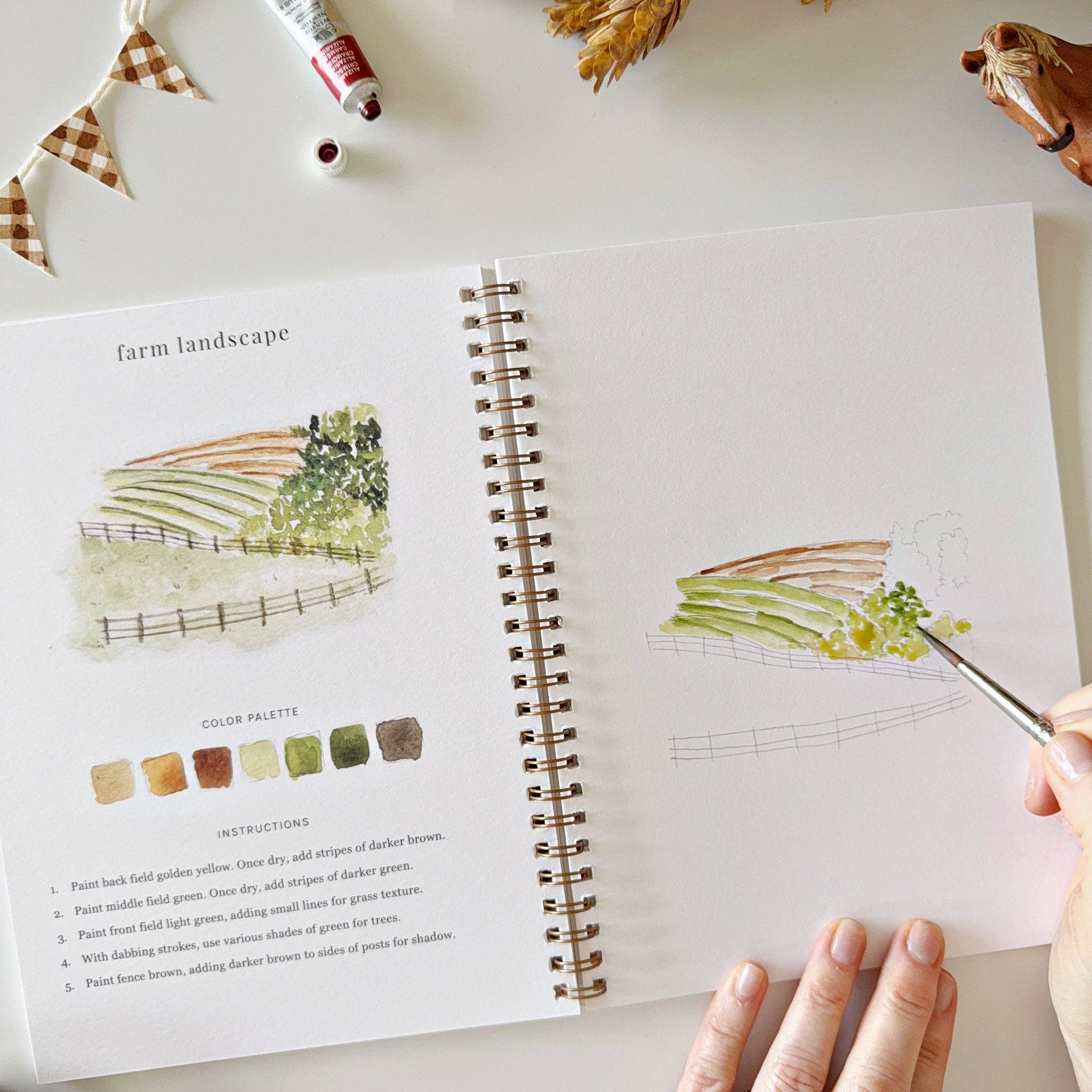 Farm Watercolor Workbook