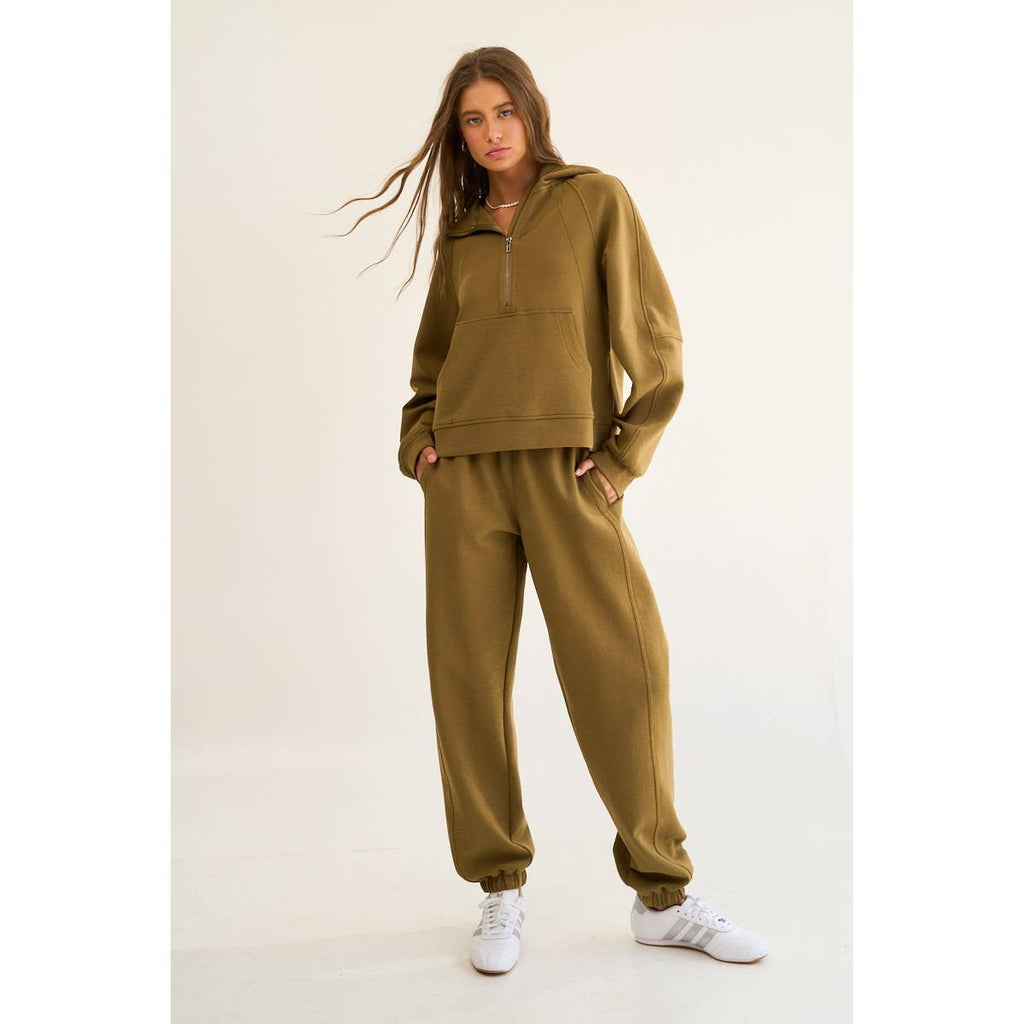 Textured Half-Zip Hoodie