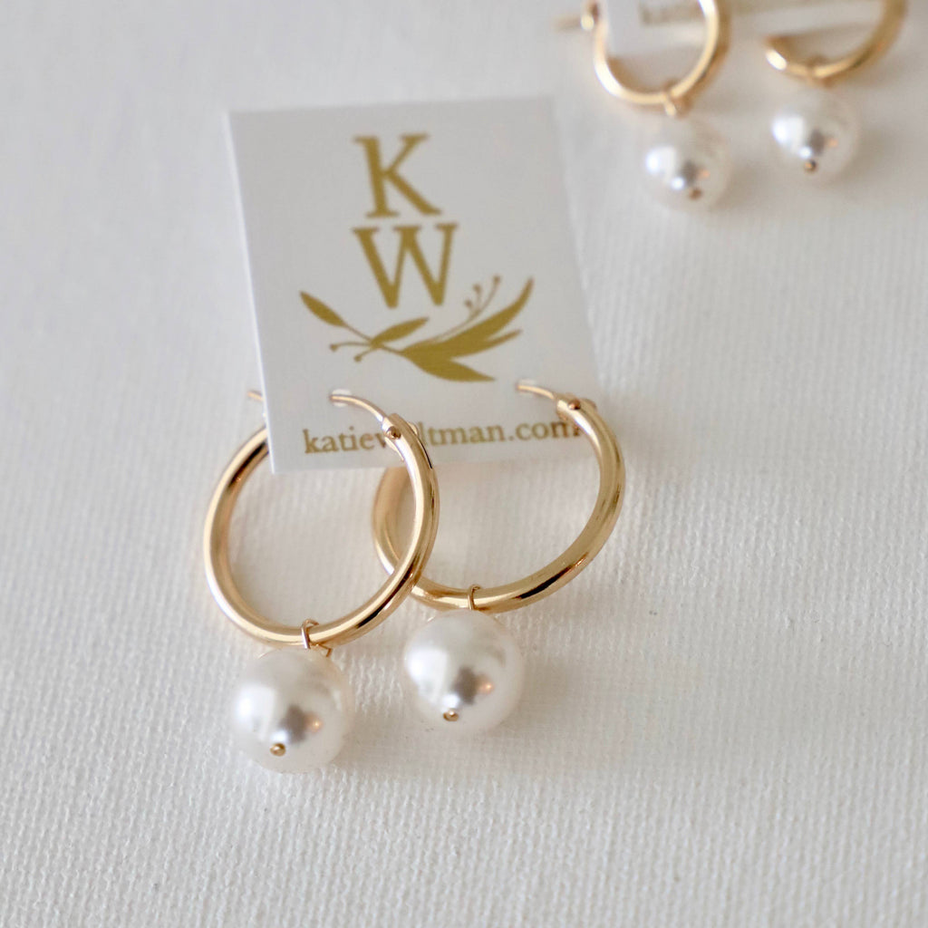 Audrey Gold Filled Pearl Hoops