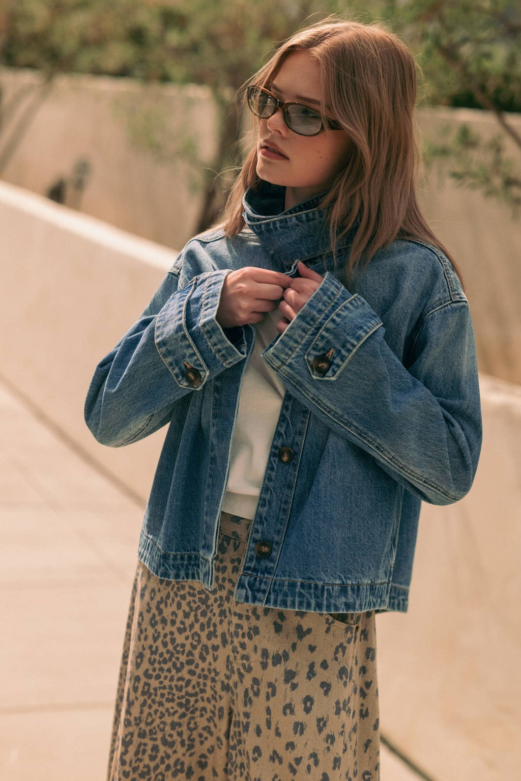 High Collar Denim Jacket