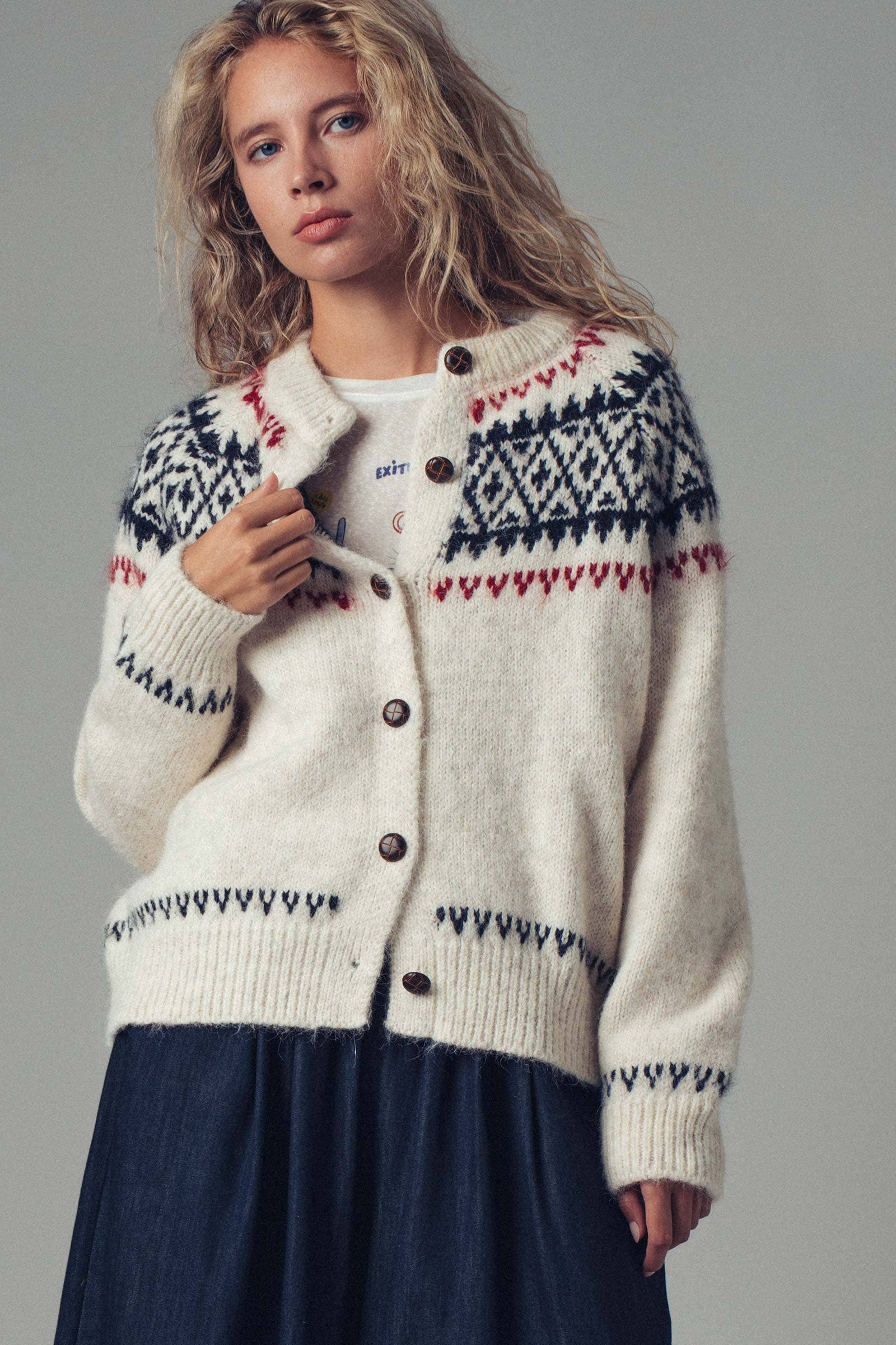 Fair Isle Nordic Toggle Knit Cardigan