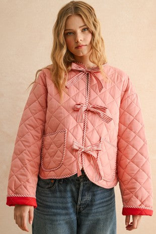 Tie Front Quilt Jacket