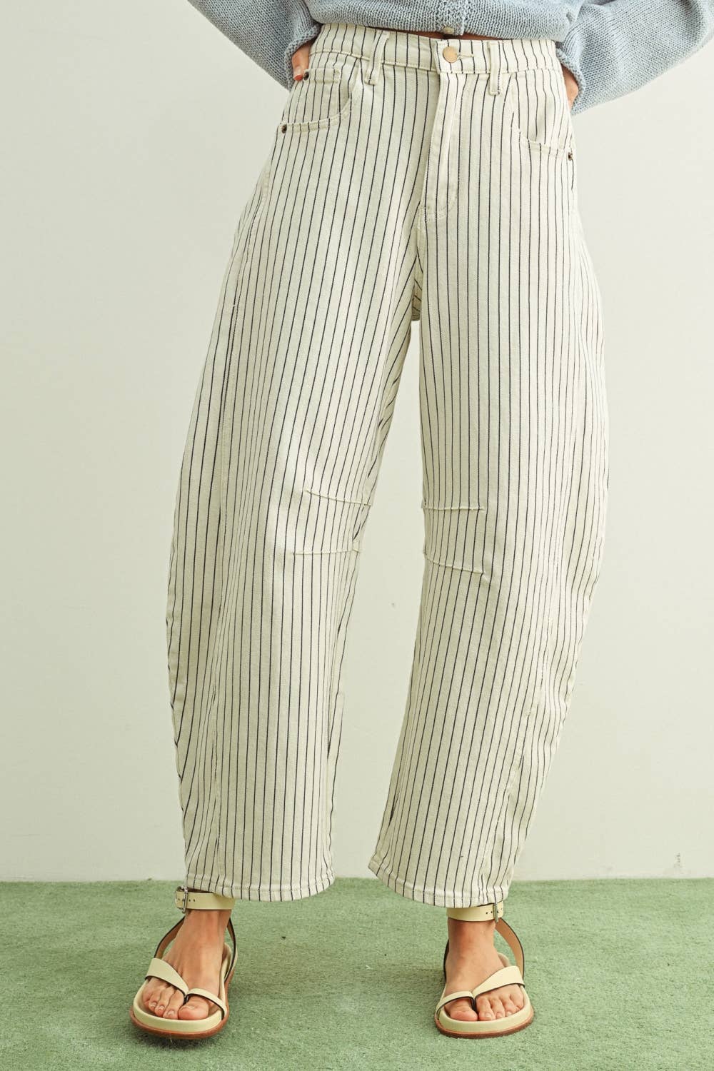 Pinstriped Barrel Pants