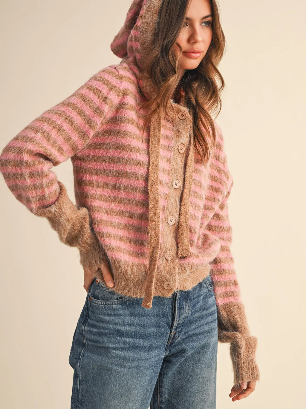 Striped Hoodie Sweater Cardigan