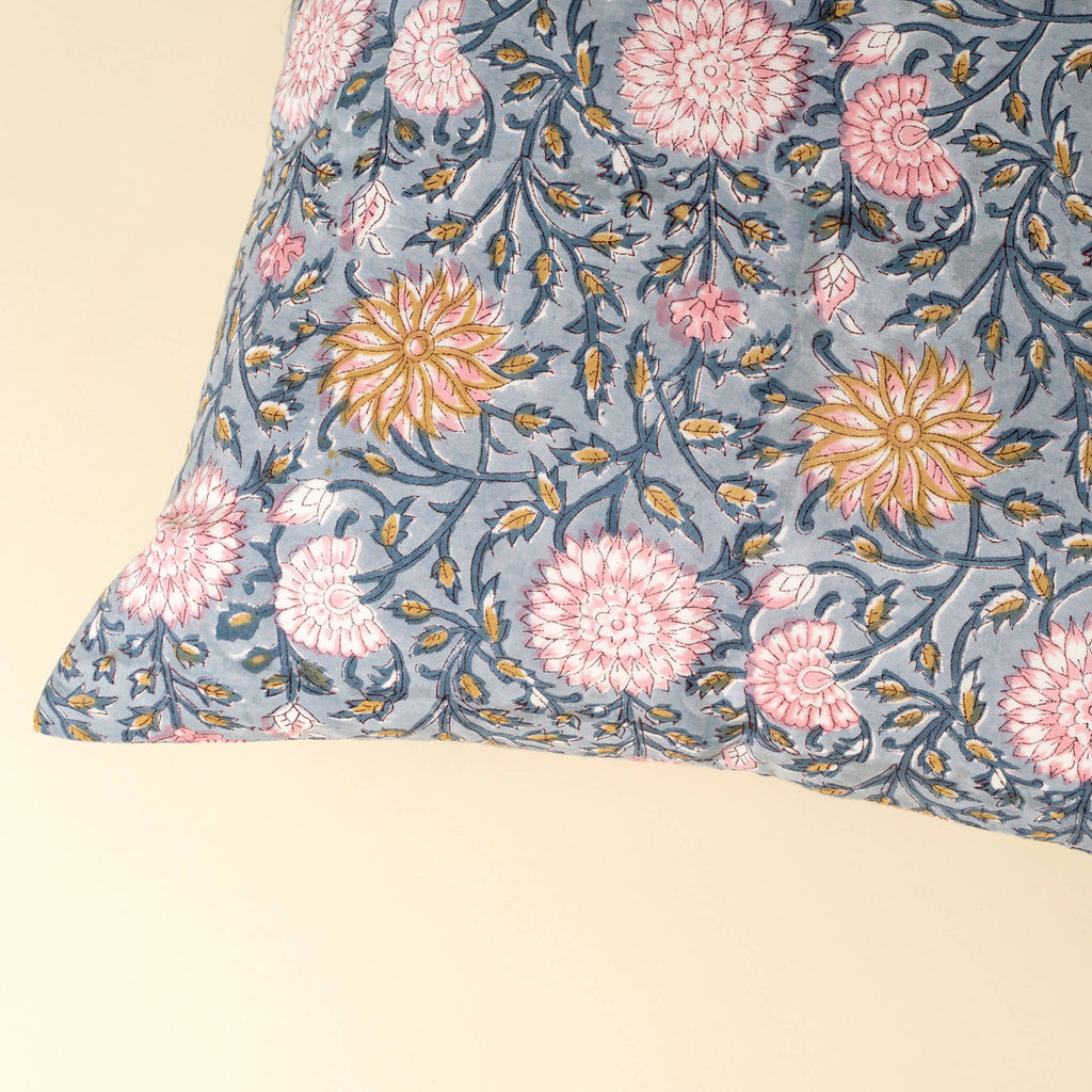 Blue Block Print Pillow
