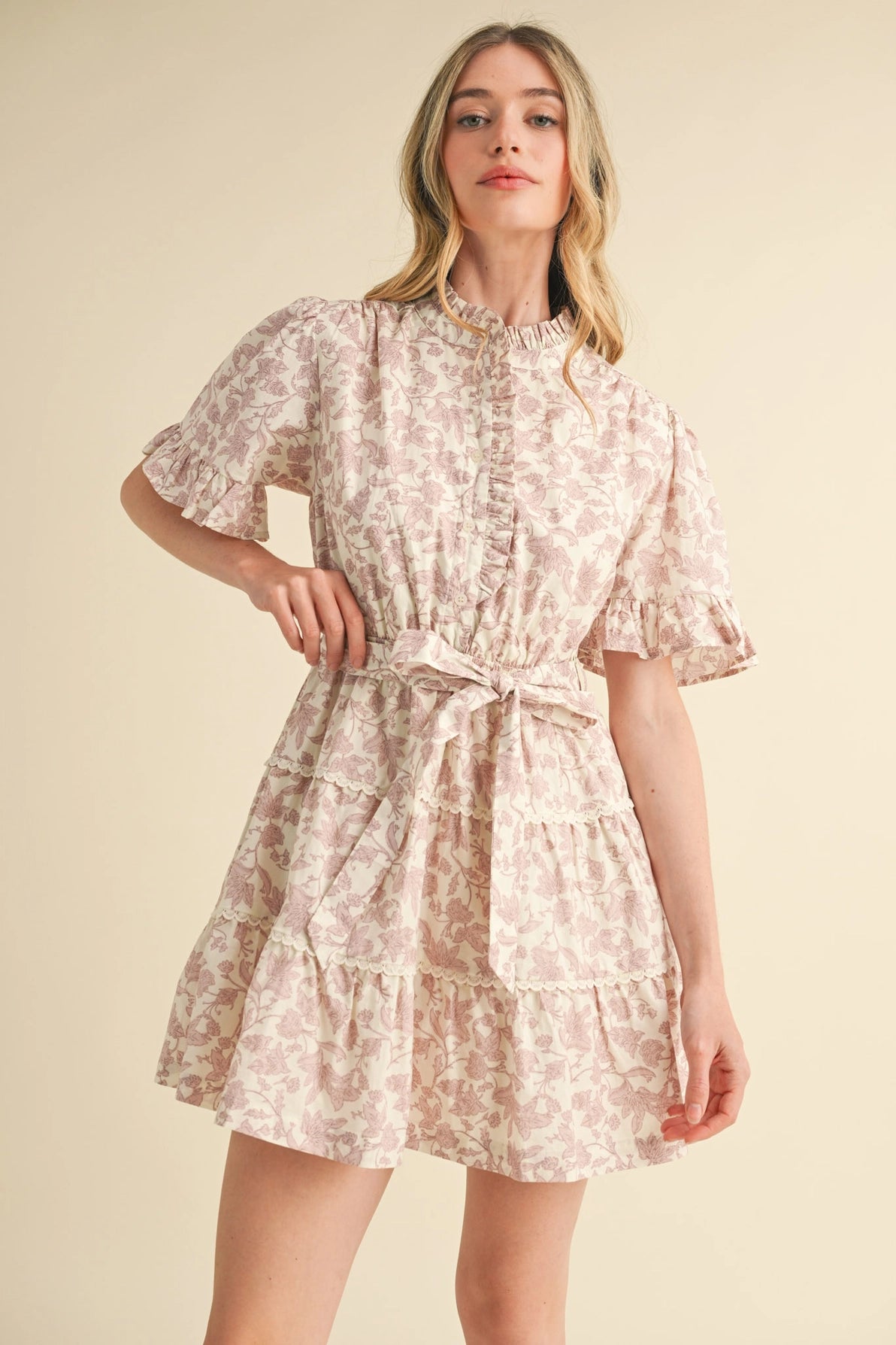 Ruffled Floral Mini Dress