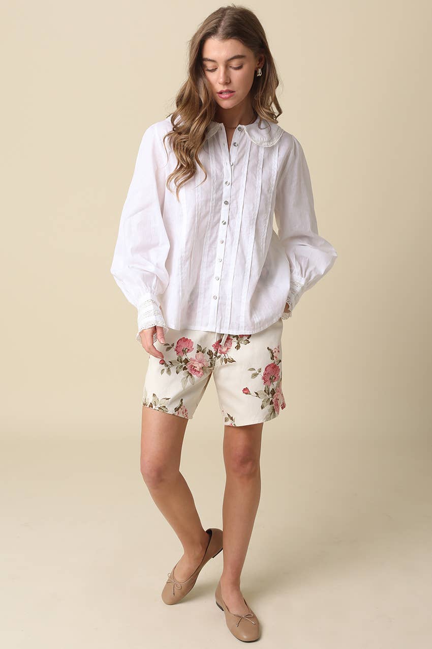 Arely Collar Pintuck Blouse