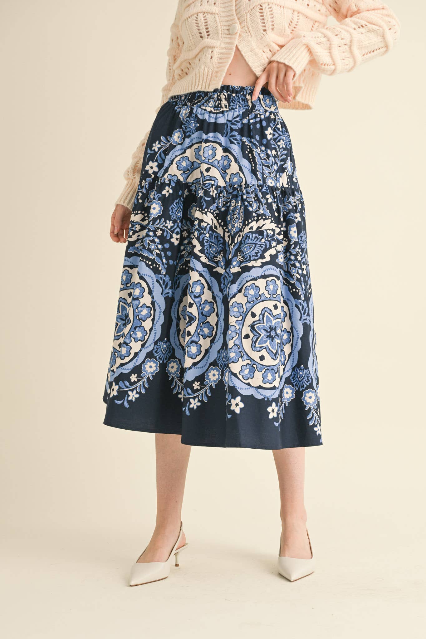 High Rise Midi Skirt
