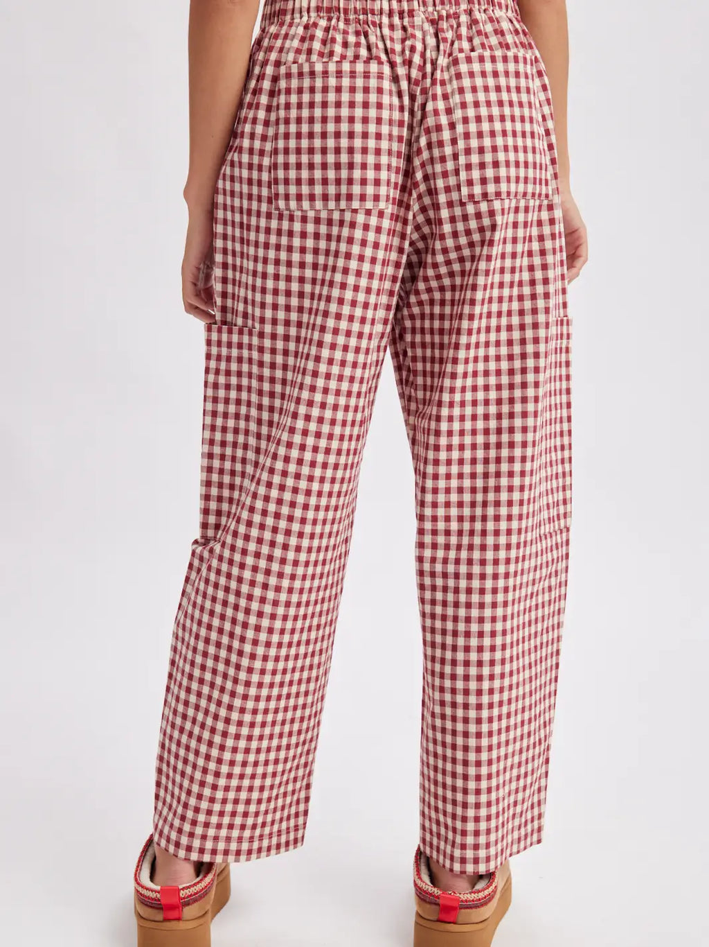 Plaid Patch Pocket Pants in Cherry Cream