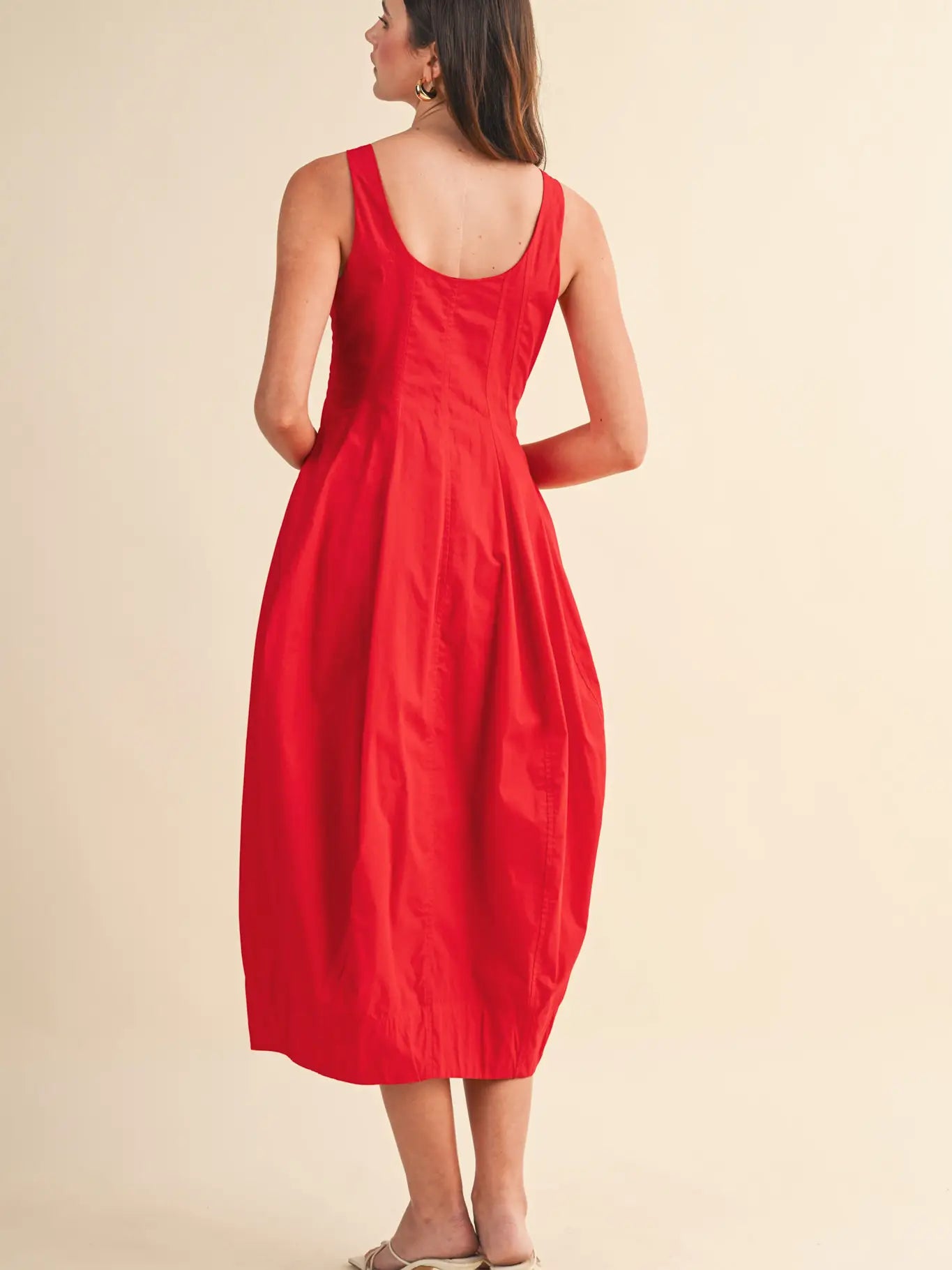Red Tulip Hem Midi Dress