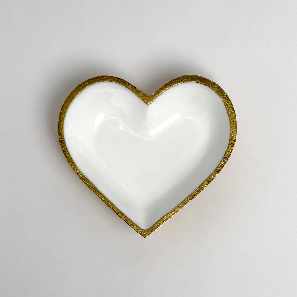 Gold Heart White Enamel Bowl