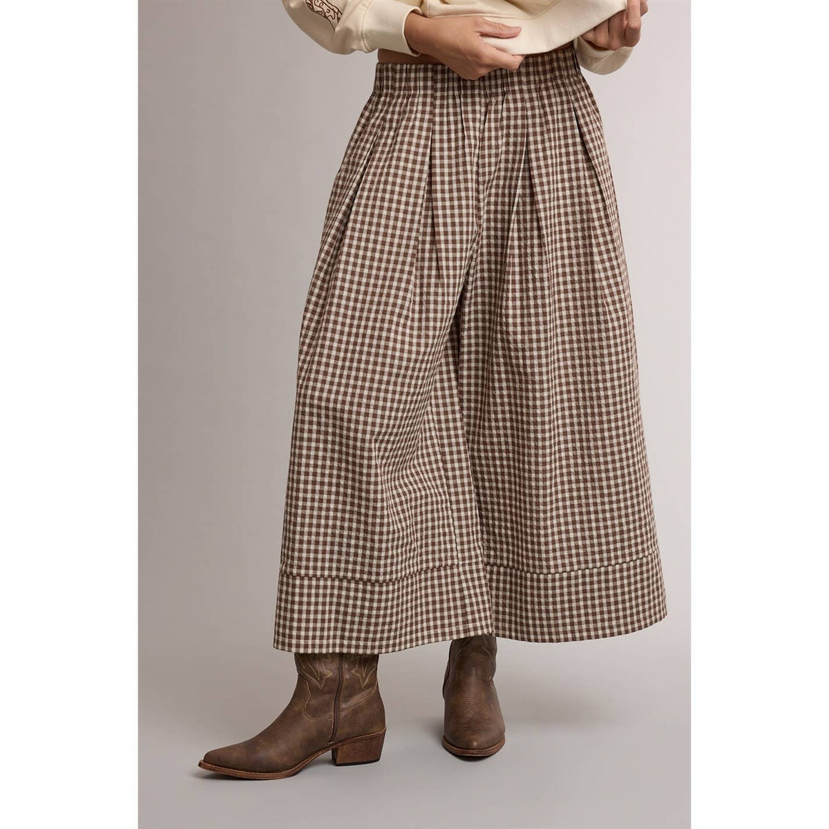 Gingham Wide Leg Pants
