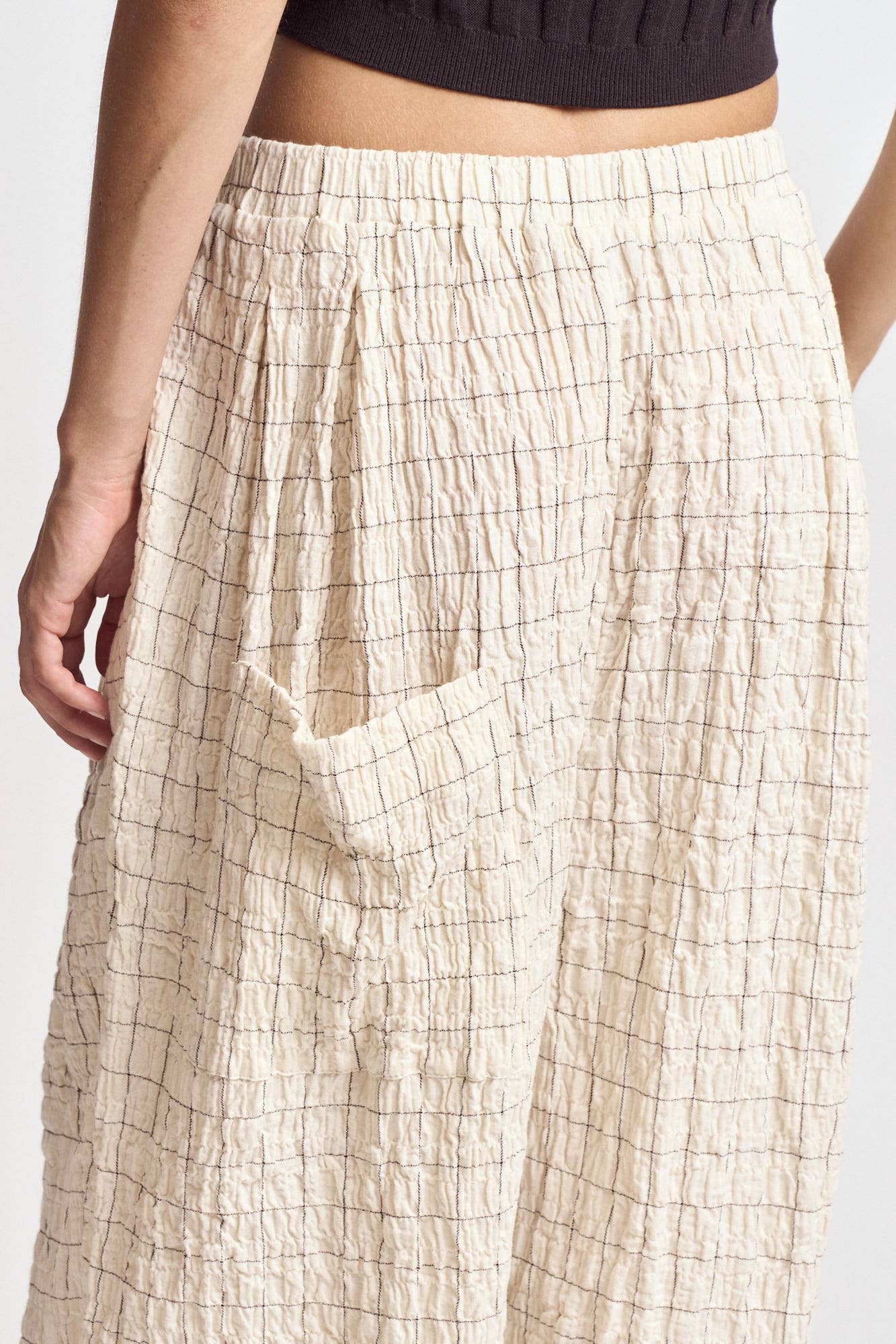 Check Print Gauze Pants