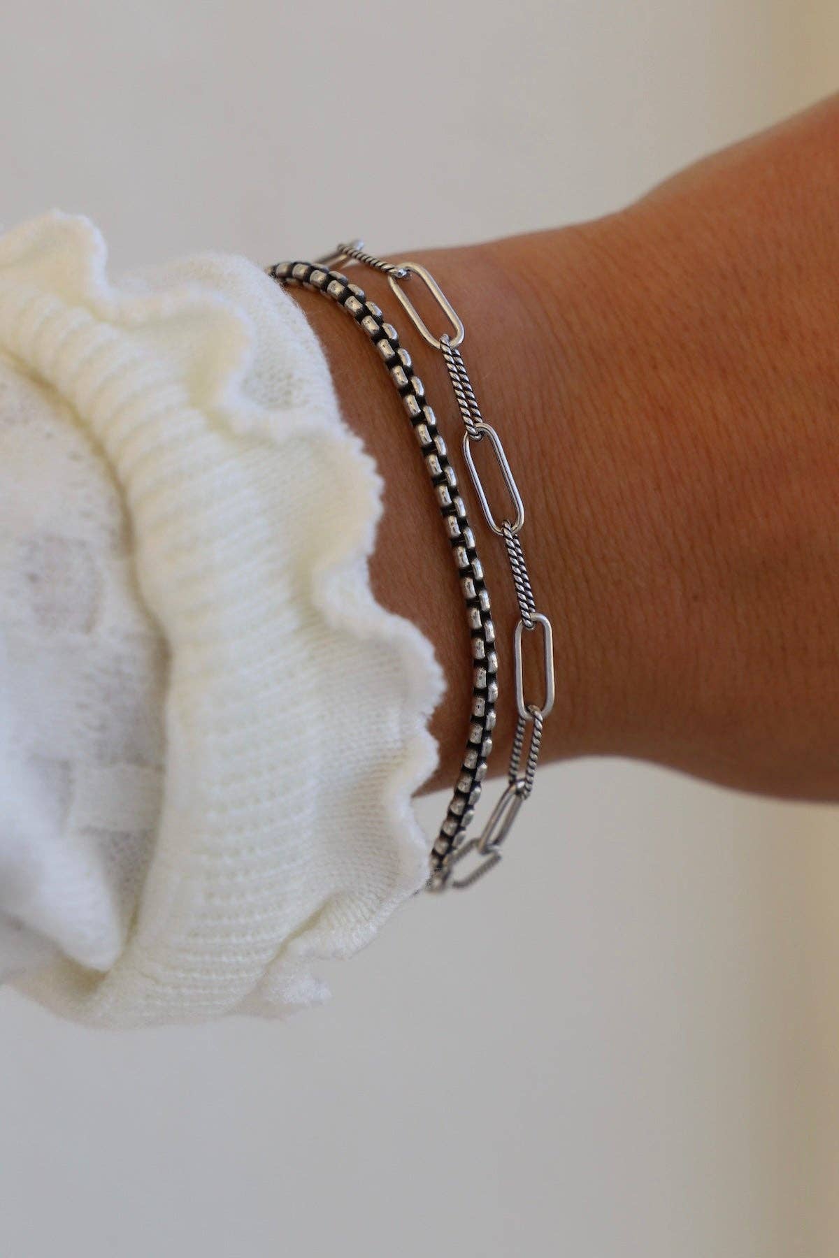 Holland Two Tone Round Box Chain Bracelet