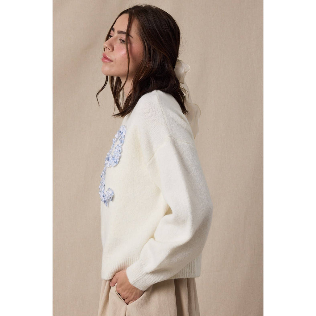 Plaid Bow Brushed Sweater