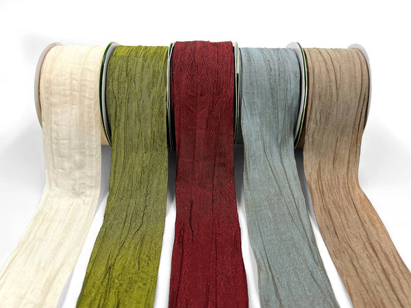 Olive Green Bespoke Crinkle Iridescent Ribbon