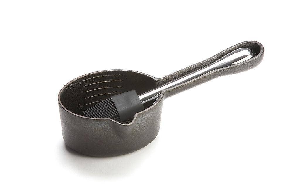 Outset Cast Iron Sauce Pot with Basting Brush