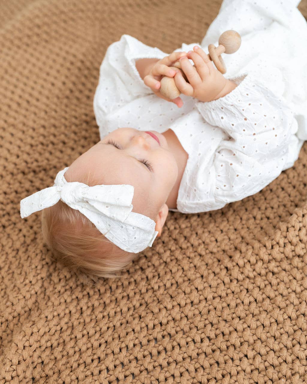Astrid Schiffli Baby Jumpsuit & Headband Set