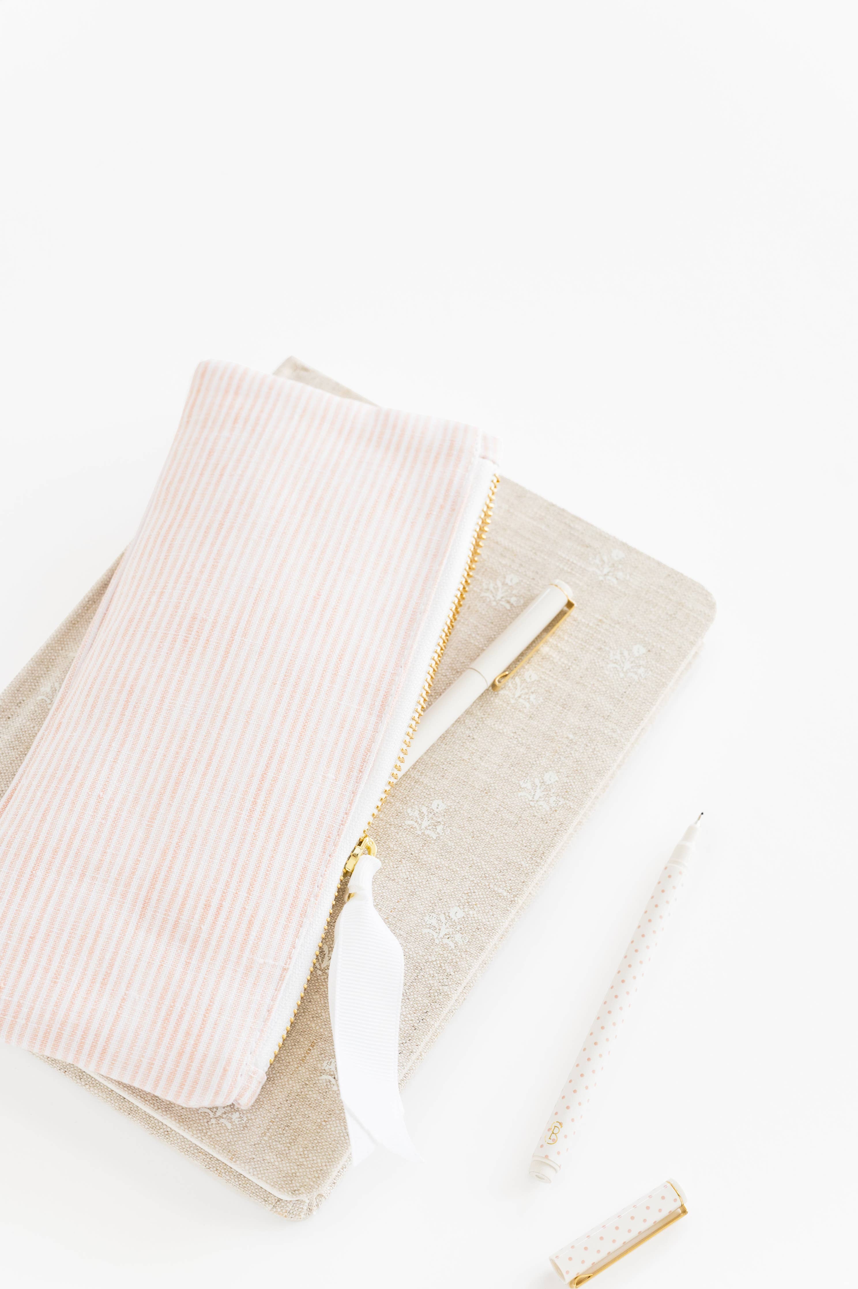 Pink Pinstripe Pencil Pouch