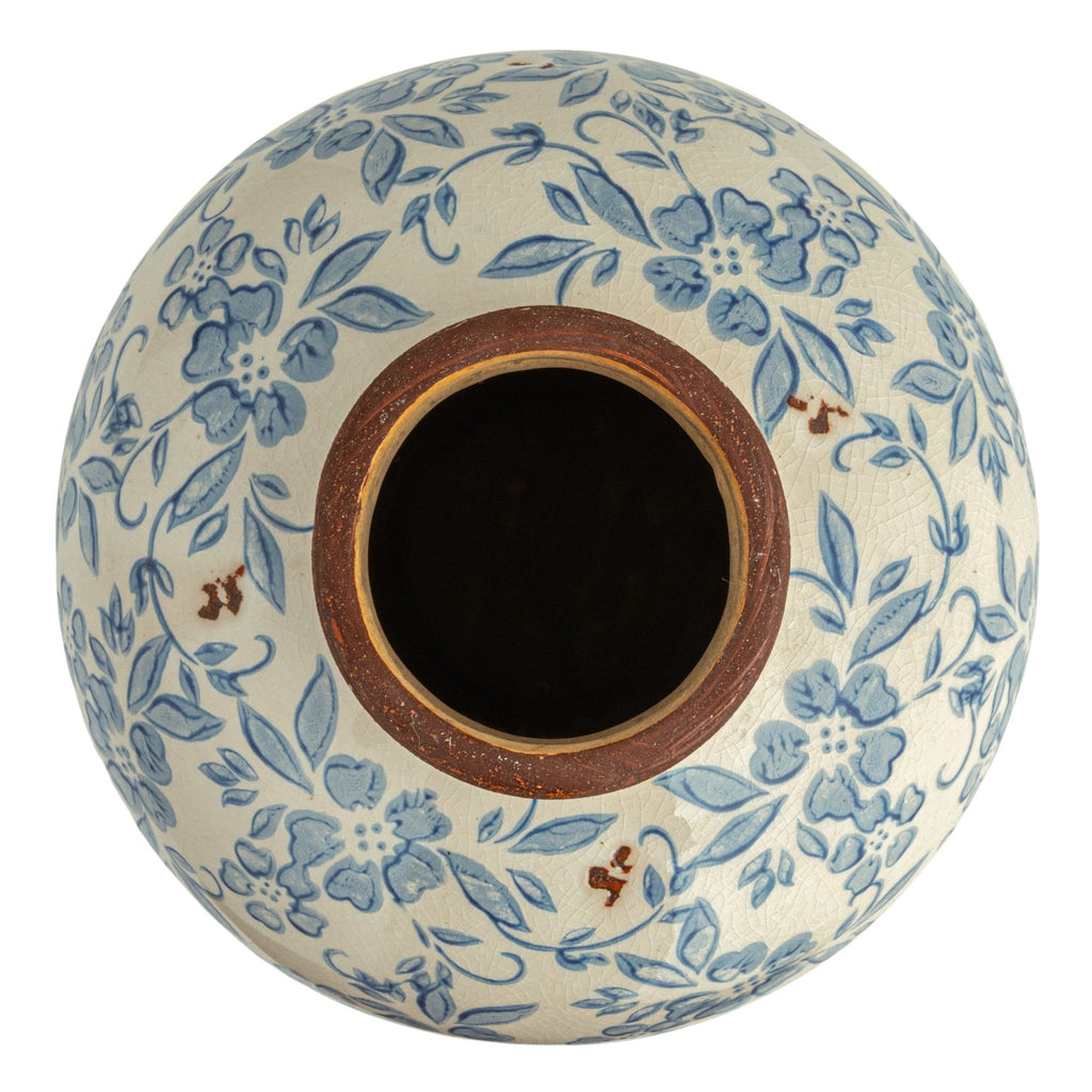Blue Botanical Terracotta Vase